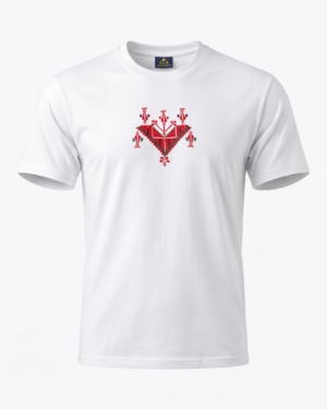 Geometric V Hand-Embroidered Cotton T-Shirt