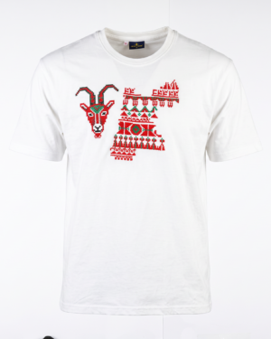 Heritage Ibex Hand-Embroidered Cotton T-Shirt