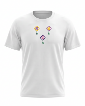 Floral Diamond Hand-Embroidered Cotton T-Shirt