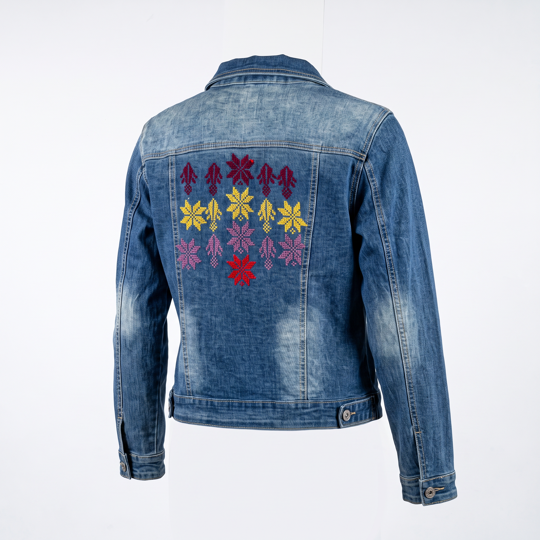 Short Hand-Embroidered Denim Jacket - Image 2