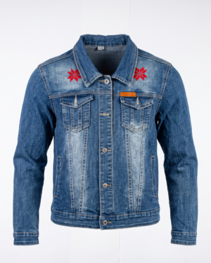 Short Hand-Embroidered Denim Jacket